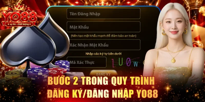 Bước 2 trong quy trình đăng ký/Đăng nhập YO88