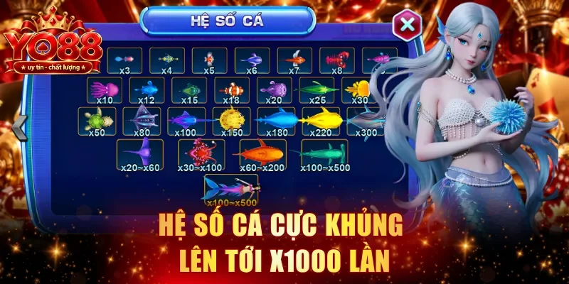 Hệ số cá cực khủng lên tới x1000 lần